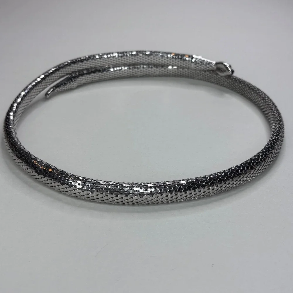 Vintage Whiting & Davis Silver Mesh Snake Wrap Belt Womens OS Flexible Serpent